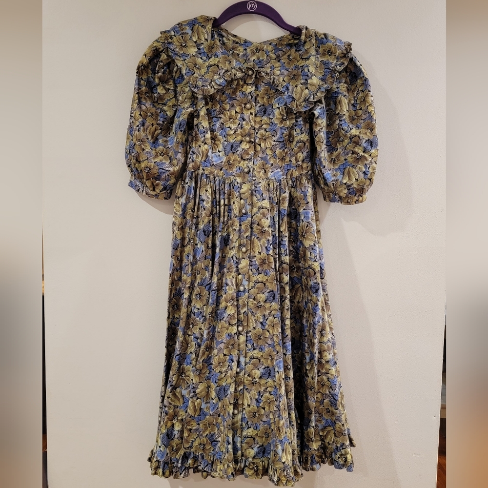Mouse Feathers Vintage Long Sleeve Floral Collard Dress Size 7